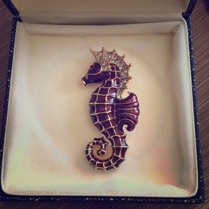 Judith Leiber 24K gold plated enamel brooch pin